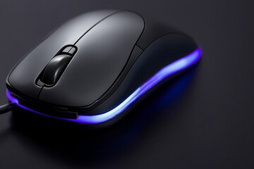 Computer with mouse on . technology device pc concept. small and white computer with a glowing mouse on a . a computer with a lifestyle glowing mouse and.