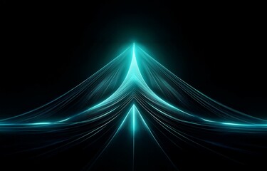 Abstract image with glowing teal lines, creating a pointed shape against a black background.