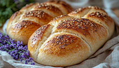 Freshness baked bread on rustic table for meal eating generated by AI
