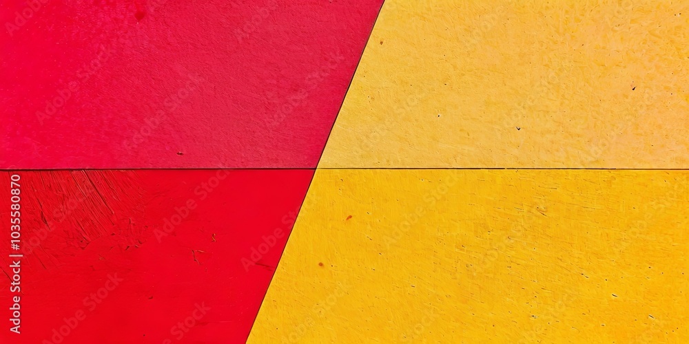 Poster a red and yellow background with a white line in the middle
