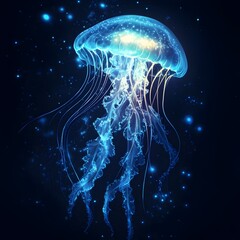 Ethereal Glow of Bioluminescent Jellyfish in the Depths of the Ocean