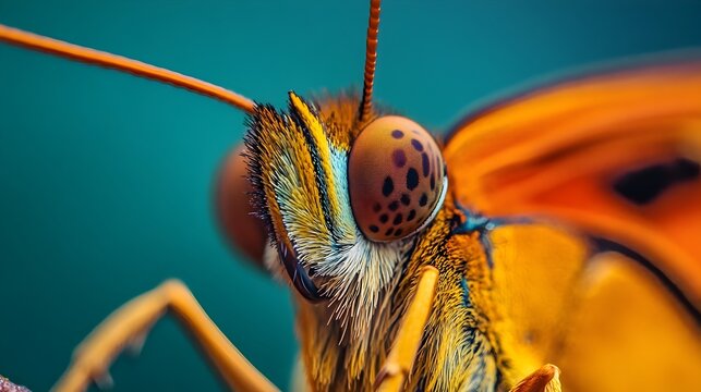 Detailed Macro Shot of Colorful Butterfly Proboscis in Natural Environment