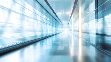 abstract defocused blurred technology space background, empty business corridor or shopping mall. 