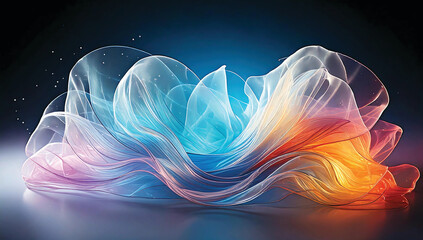 Colorful smooth wave lines Wave element black background Designed with a material that has a surface similar to a translucent frosted coating with a soft but luxurious texture. With translucent proper