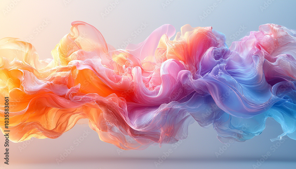 Poster vibrant colors mixing in smooth flowing wave pattern generated by ai