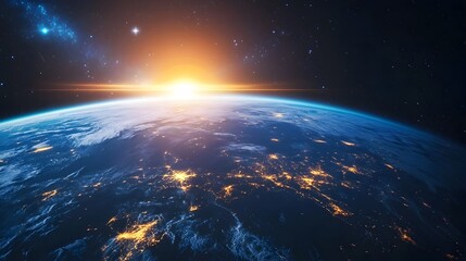 Obraz premium Stunning Aerial View of Planet Earth Glowing in Cosmic Splendor