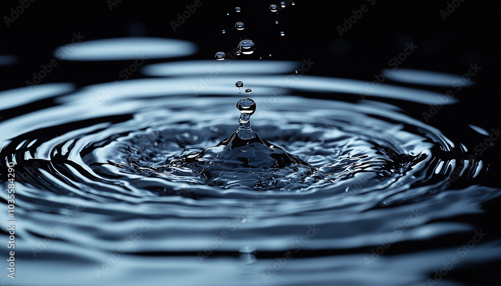 Poster water wave reflection circle splashing transparent ripples freshness falling generated by ai