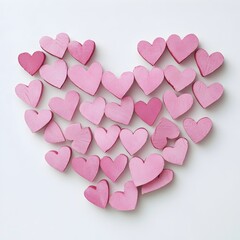Obraz premium Pink Heart Shaped Arrangement with Love Concept