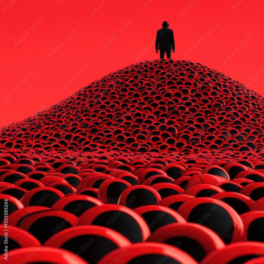 Poster a hacker surrounded by layers of red access denied shields