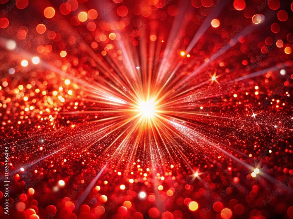 Aufkleber abstract glowing red effect with sparkling rays and white backlight for macro photography