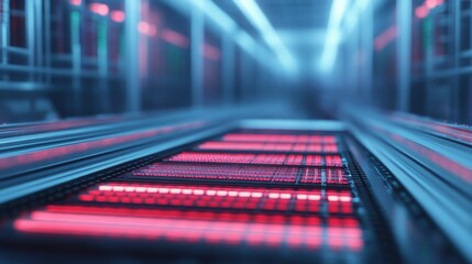 DNA samples being processed in a high-tech lab, glowing equipment and scientists working