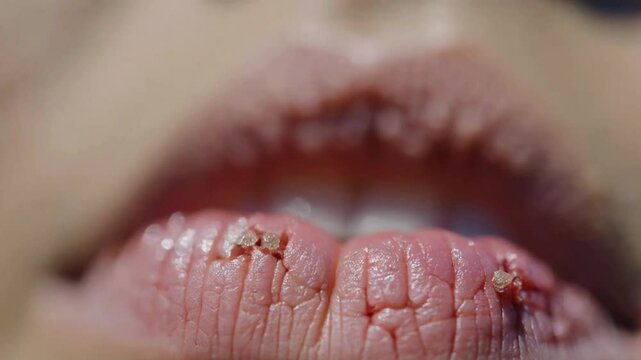  Close Up of Chapped Lips with Salt Crystals