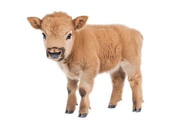 Fototapeta premium A Playful Bison Calf Isolated on a transparent Background Perfect for Educational Materials and Wildlife Articles
