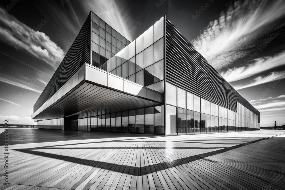 Poster abstract monochrome building background for graphic design - modern architecture in black and white