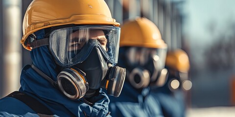 Close-up of Industrial Workers in Safety Gear