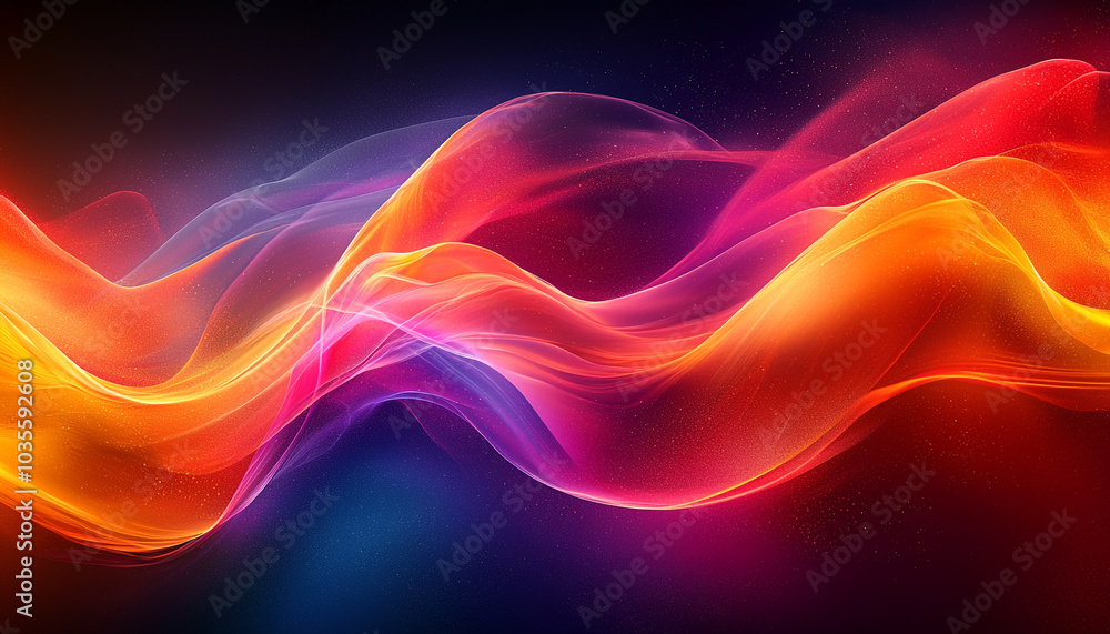 Poster glowing wave pattern flowing in futuristic space colors generated by ai