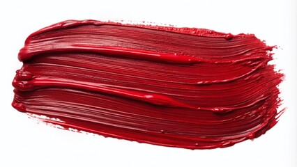 Thick Dark Red Acrylic Oil Paint Brush Stroke on Transparent Background for Artistic Projects