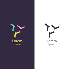 Abstract logo with three angular shapes resembling arrows, symbolizing direction and progress.