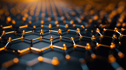 Innovative molecular structure showcasing interconnected atoms in futuristic design, highlighting advancements in material science and nanotechnology