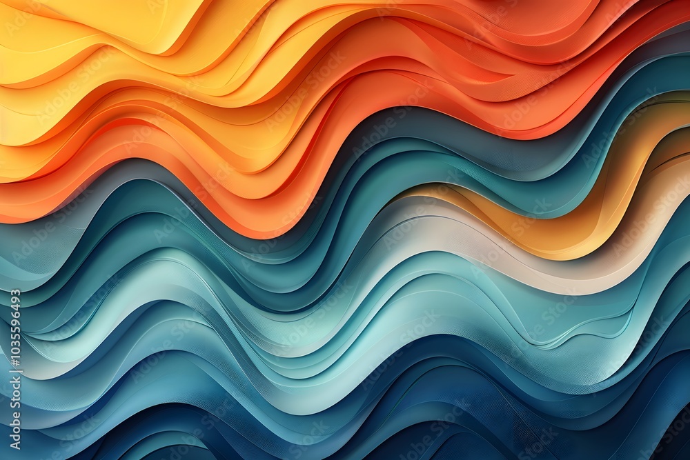 Poster vibrant waves of color: a dynamic abstract design