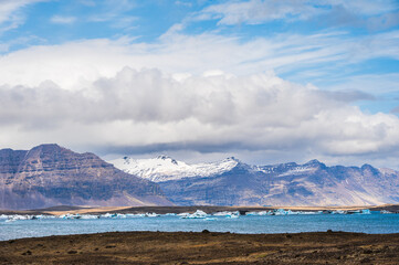 nature sceneries inside the lagoon of jokulsarlon glacier, Iceland
