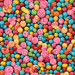 Fototapeta premium Lollipops candies and sweet sugar jelly multicolored, Colorful sweets Top view and Close up background.