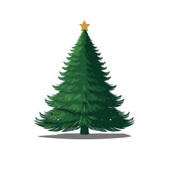 Fototapeta premium Christmas Tree flat vector design isolated on white background