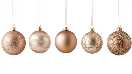 Christmas Ornaments Set of 5 Gold   Copper Baubles Holiday Decoration
