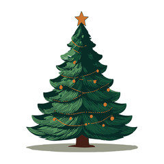  Christmas Tree decorated flat vector design isolated on white background