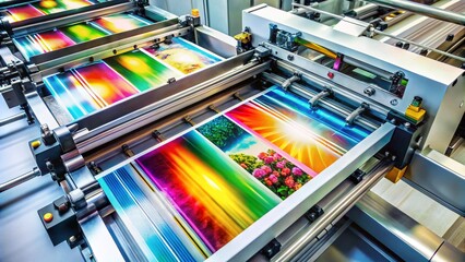 Aerial Photography of Print Machine Sign on White Background for Industrial Use and Branding