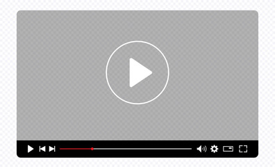 Multimedia video player template for online cinema, video live streaming, social media interface vector