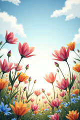 Colorful flowers reaching for the sky on a sunny day