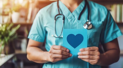 Caring nurse holding heart symbol for healthcare appreciation