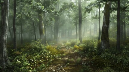Obraz premium Misty Forest Path