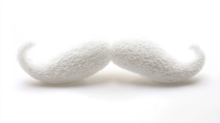 White Fluffy Mustache Isolated on White Background   Costume Accessory
