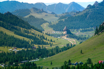 Scene of Gorkhi-Terelj National Park, one of the national parks of Mongolia