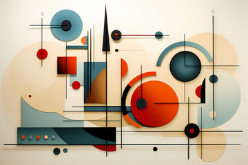 Obraz premium This artwork showcases a vibrant interplay of geometric shapes and colors highlighting the innovative spirit of contemporary abstract design