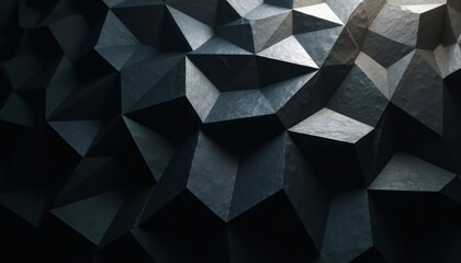 Fototapeta premium An abstract geometric surface with sharp, angular edges in a dark, monochromatic color palette. The image captures modern design, minimalism, and a sense of futuristic architecture.