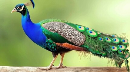 Fototapeta premium Vibrant Peacock Showcasing Stunning Colorful Plumage in Natural Environment