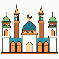 Islamic mosque building flat vector illustration