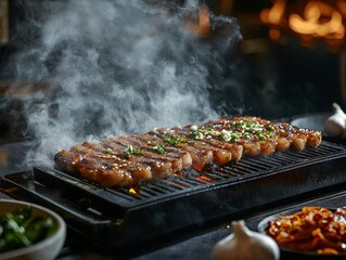 Close-Up Cinematic Shot of Juicy Grilled Meat