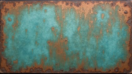 Rustic copper sheet with green and turquoise patina