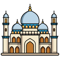 Islamic mosque building flat vector illustration