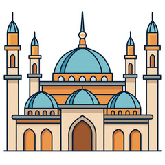 Islamic mosque building flat vector illustration