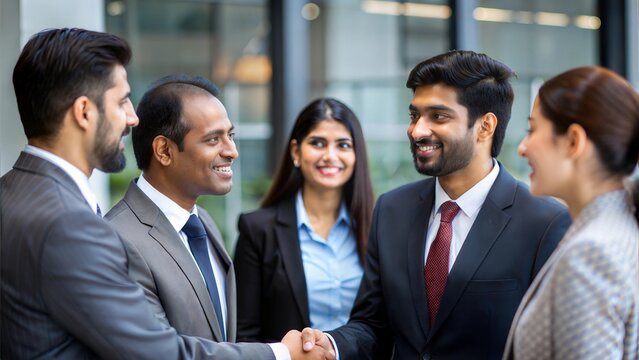 Indian professionals networking and building relationships at a business event.
