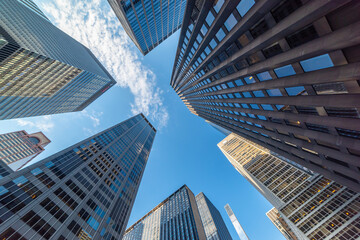 Skyscrapers in Midtown Manhattan seen from below