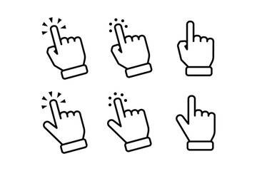 click icon set. Click button with hand cursor pointer clicking Vector illustration. outline design style. for nameplates, design materials. vector template design