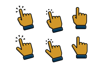 Fototapeta premium icon hand set. hand cursor. click vector icon. hand click. pointer. outline design style. indicating signs and symbols. vector template design
