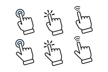 Obraz premium click icon set. Click button with hand cursor pointer clicking Vector illustration. outline design style. for nameplates, design materials. vector template design