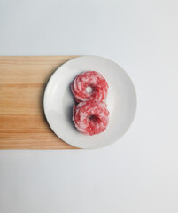 Agar mutiara, pearl agar or pearl pudding. Beautiful shaped in Strawberry taste